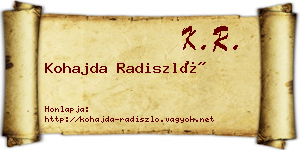 Kohajda Radiszló névjegykártya